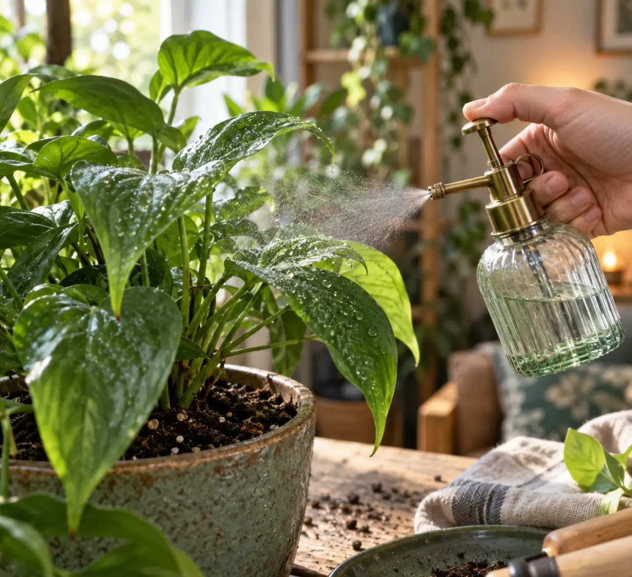 Un brumisateur pour plante humidifie le feuillage, sans remplacer l’arrosage