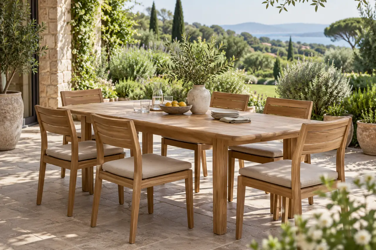 Table de jardin en bois massif : choisissez l’essence, la forme et la capacité adaptées