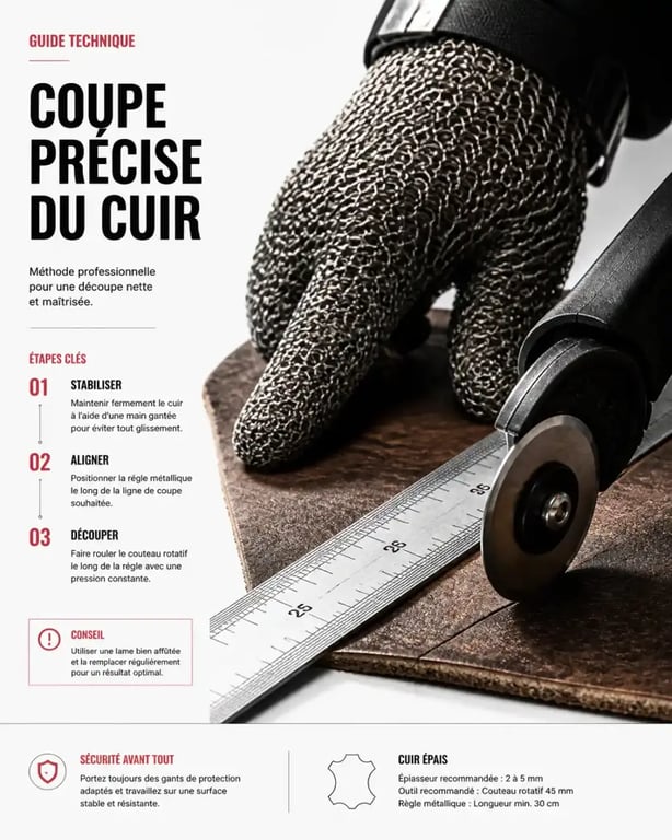 Gant anti-coupure et couteau rotatif pour la découpe de tissus épais