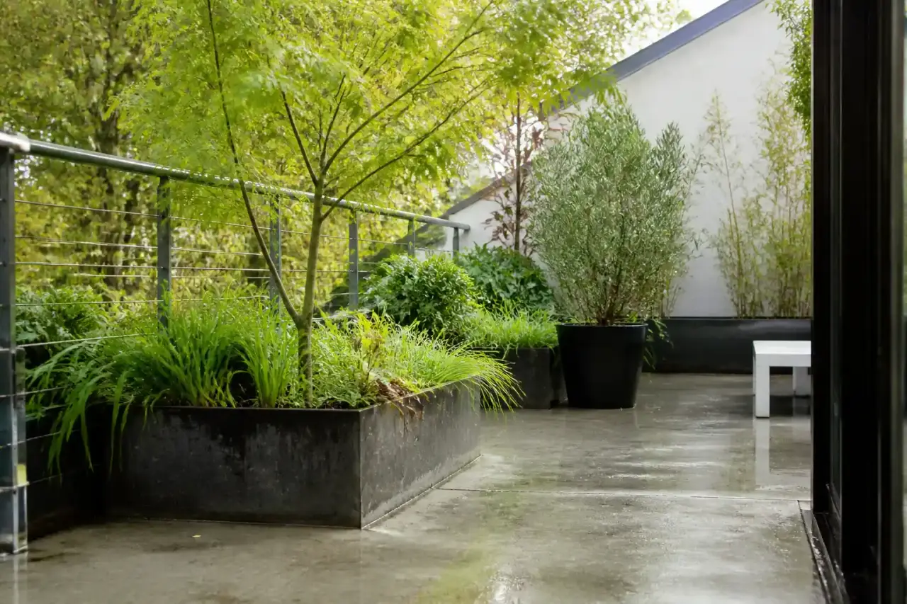Végétaliser une terrasse en béton : le poids de la terre mouillée change tout